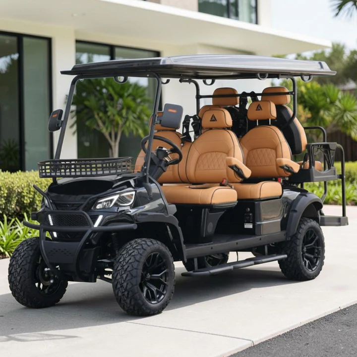 Jet Black 6-Passenger 206Ah Extended-Range Lithium LSV with Saddle Seats