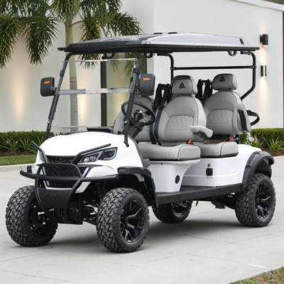 Signal White 4-Passenger 48V Lifted Lithium LSV with Medium Gray Seats